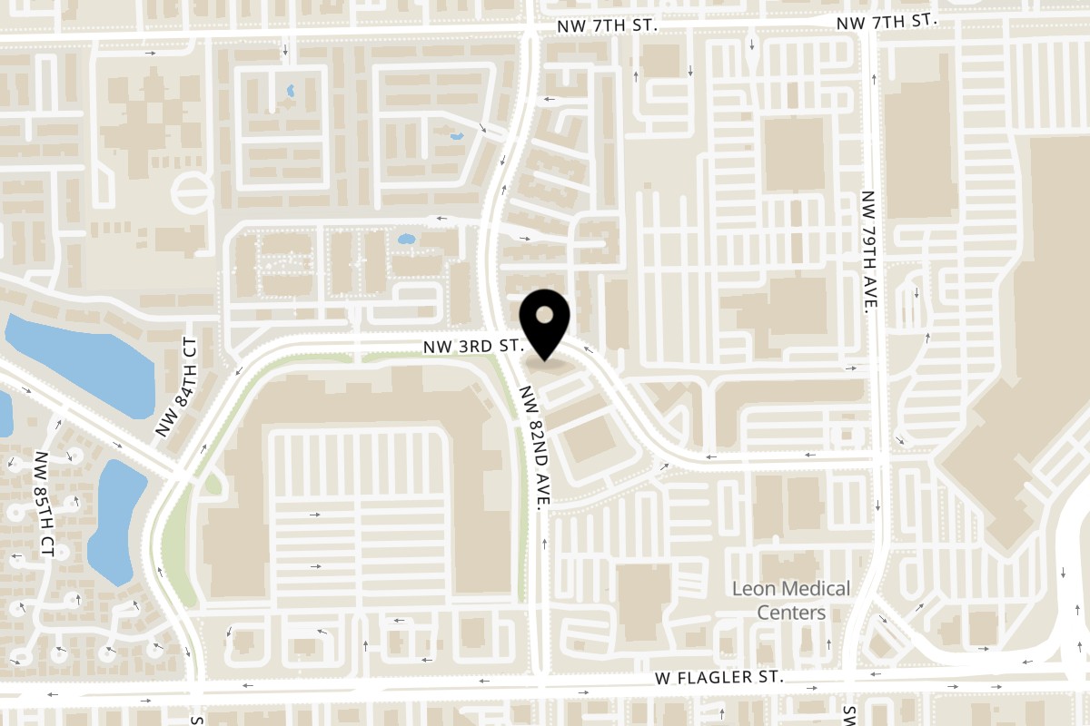 Map showing the location of Ashoka Indian Restaurant Miami on 295 NW 82nd Ave in Miami